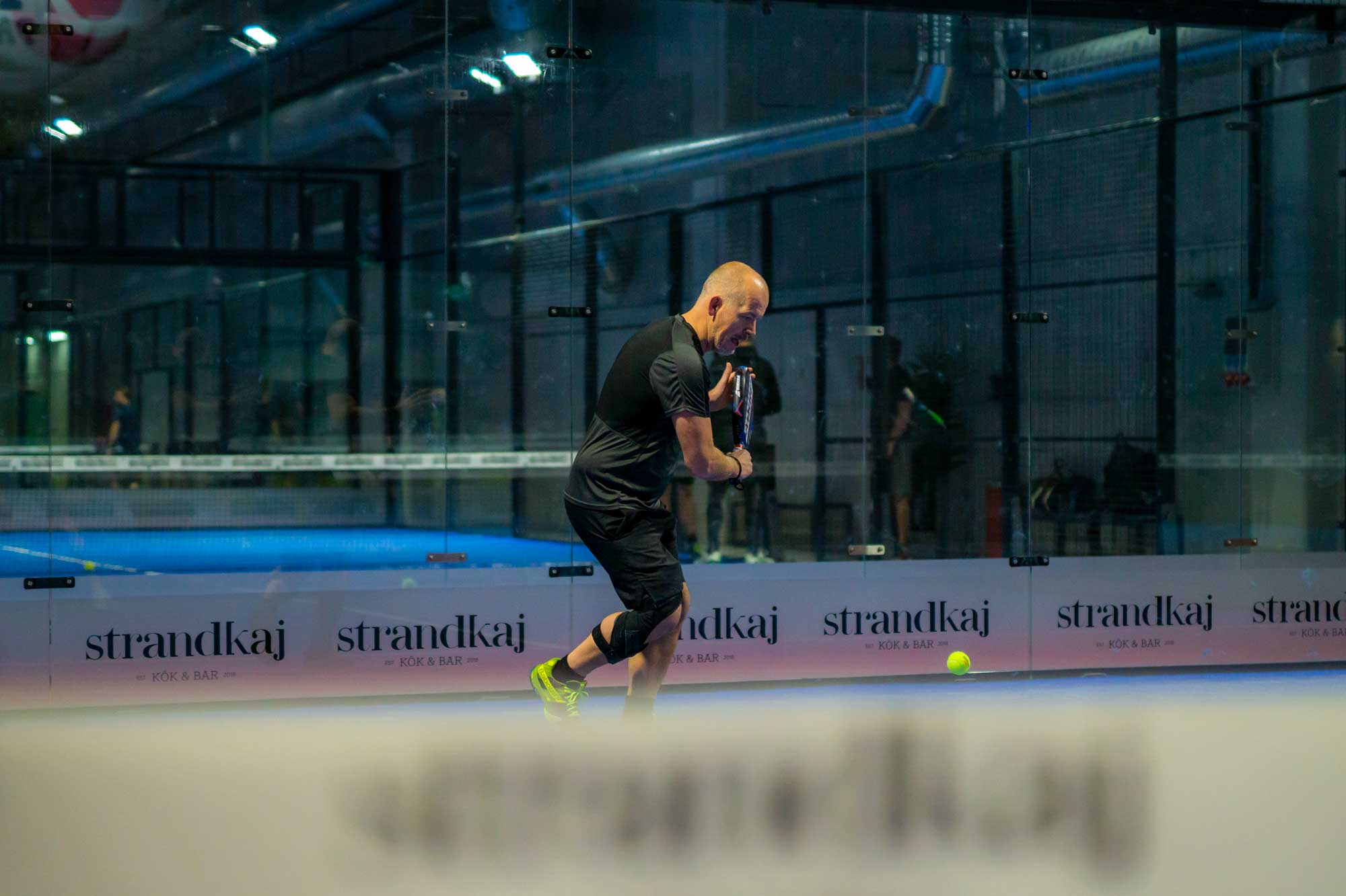 Player just before hitting the ball