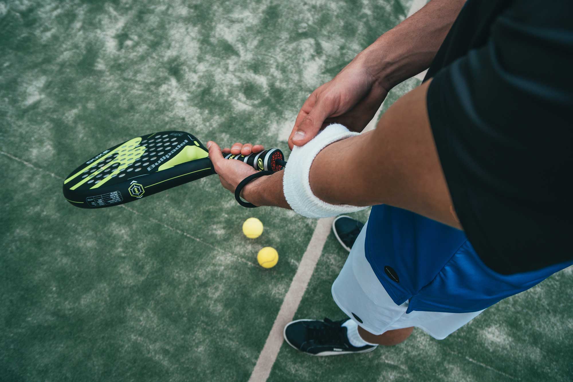 Player holding rack